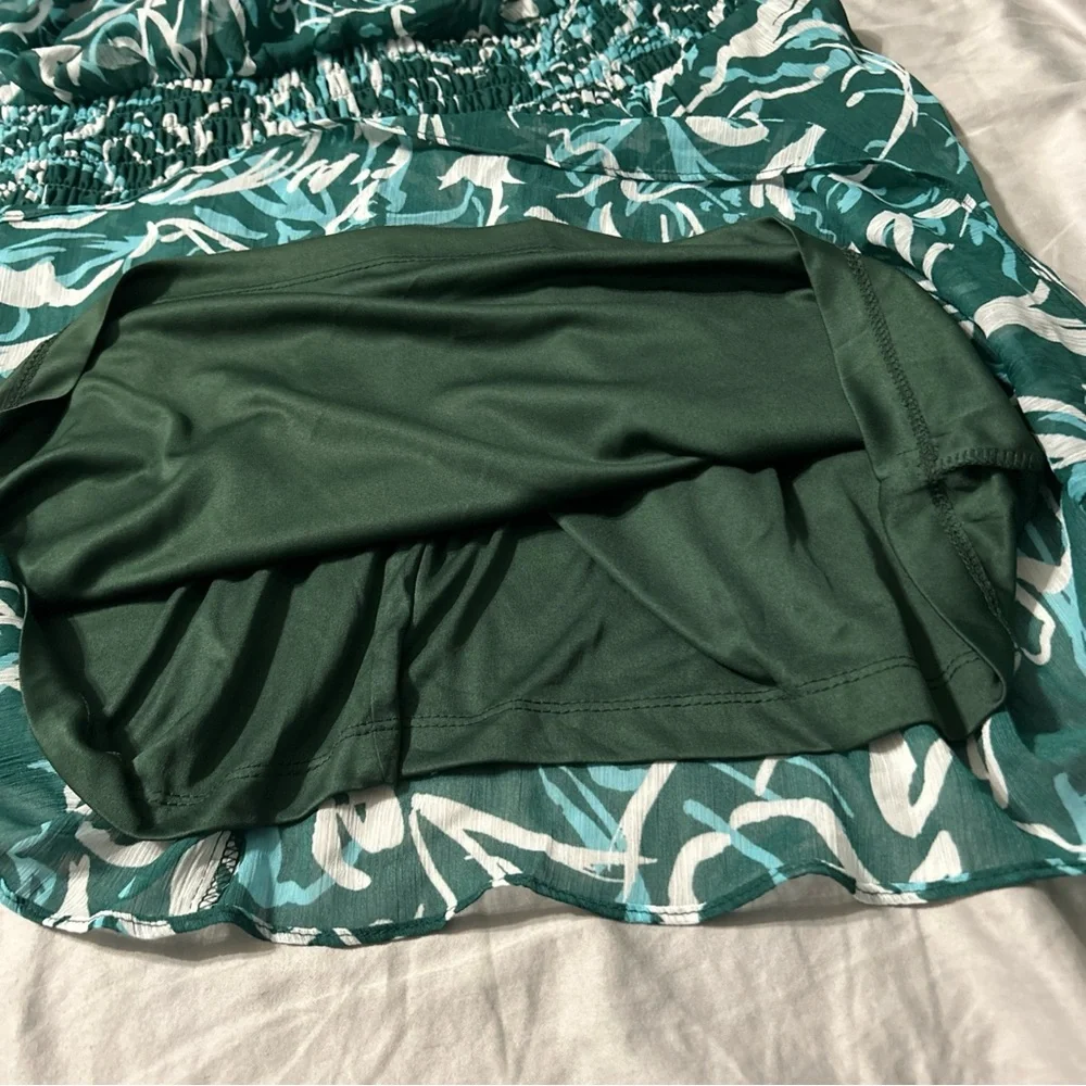 London Times dressSmocked waist Yoryu sleeveless green print | Size 18W | NWT|D2